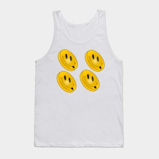 Four happy Emojis smiling. Smiling retro emoticon. Number four is the lucky number. Tank Top